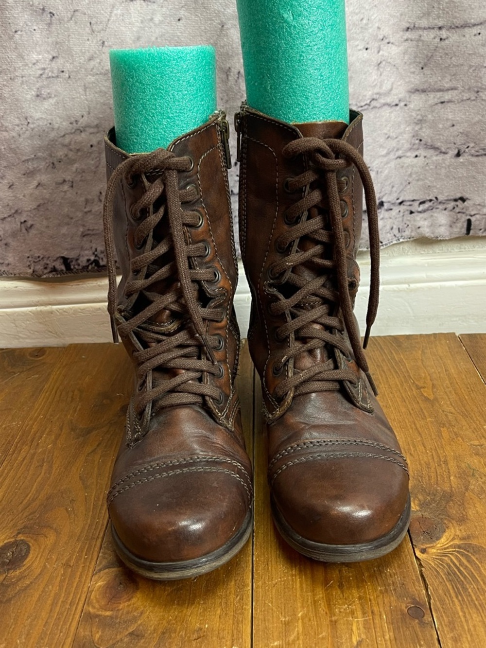 Steve Madden Womens size 6.5 Troopa brown leather lace up boots - Picture 2 of 9